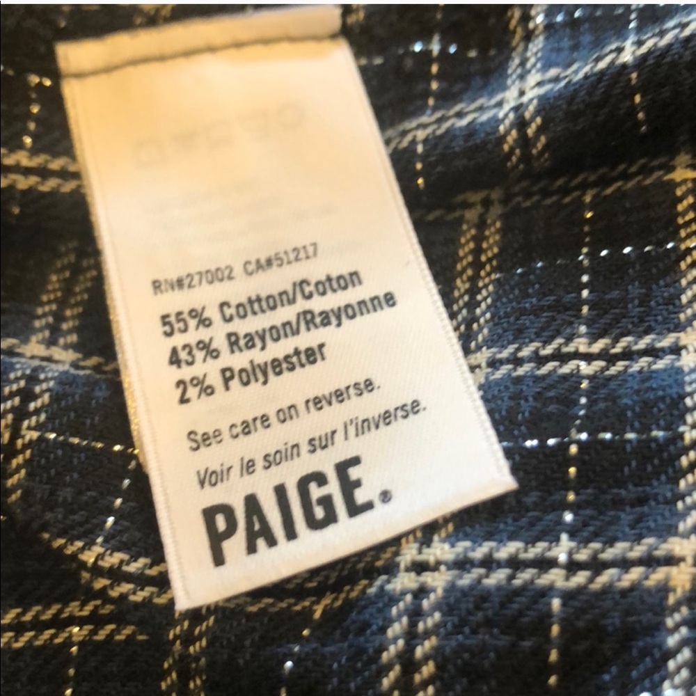 PAIGE plaid metallic threads lightweight blouse cotton/poly blend - Picture 5 of 5